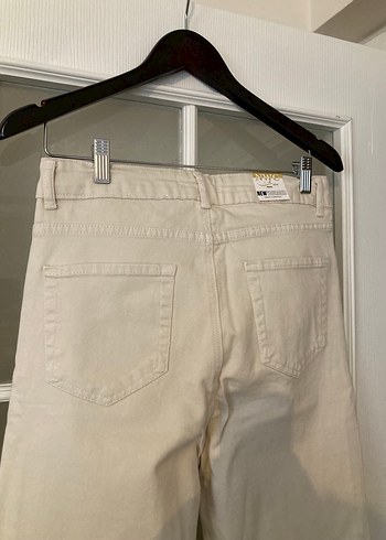 Bej Kadın Gabardin Kumaş Pantolon Mom Model - Görsel 5