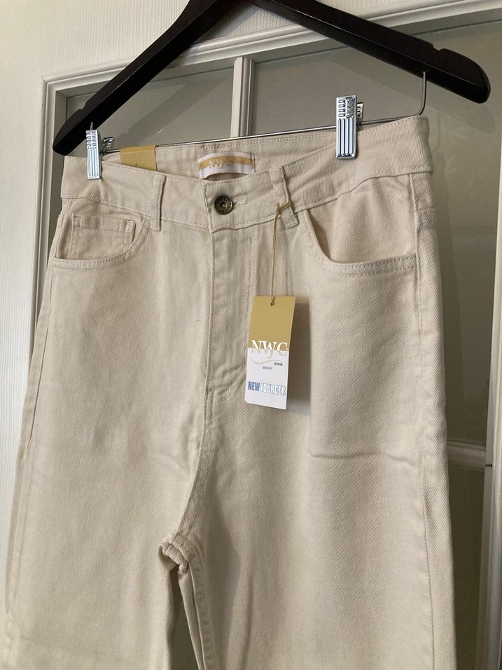 Bej Kadın Gabardin Kumaş Pantolon Mom Model - Görsel 2