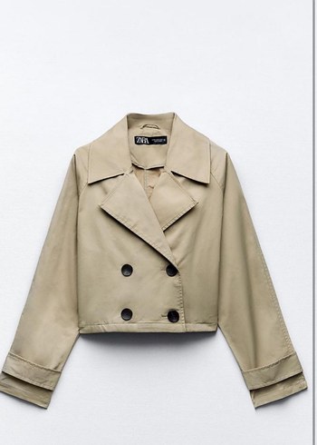 Düğmeli Bej Deri Mini Trençkot Zara