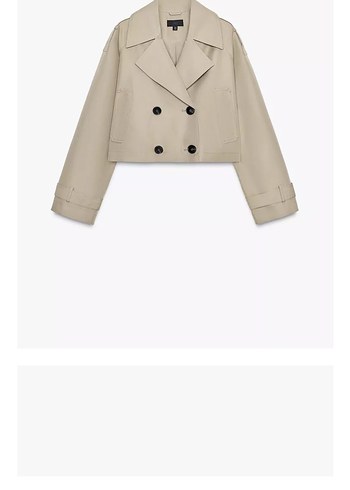m Beden Düğmeli Bej Deri Mini Trençkot Zara
