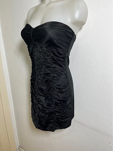 Straplez büzgülü elbise - Görsel 2