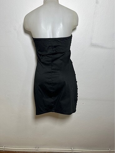 Straplez büzgülü elbise - Görsel 6