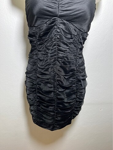 Straplez büzgülü elbise - Görsel 5