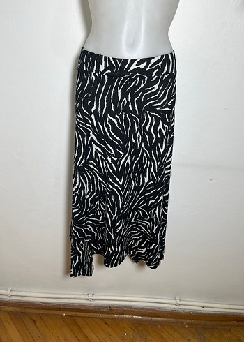 Zebra Desenli Uzun yırtmaçlı Etek