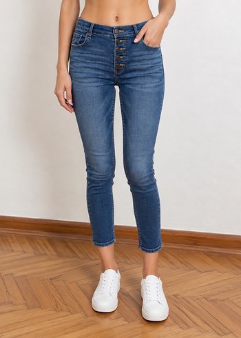 Gap Yuksek Bel Mavi Denim Jean