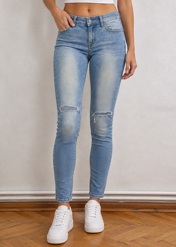 Pull and Bear Yikamali Acik Mavi Skinny Jean