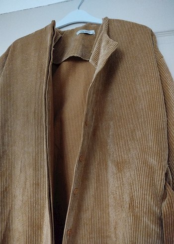 Bej Süet Kadın Uzun Salaş Kemerli Kaban - Görsel 3