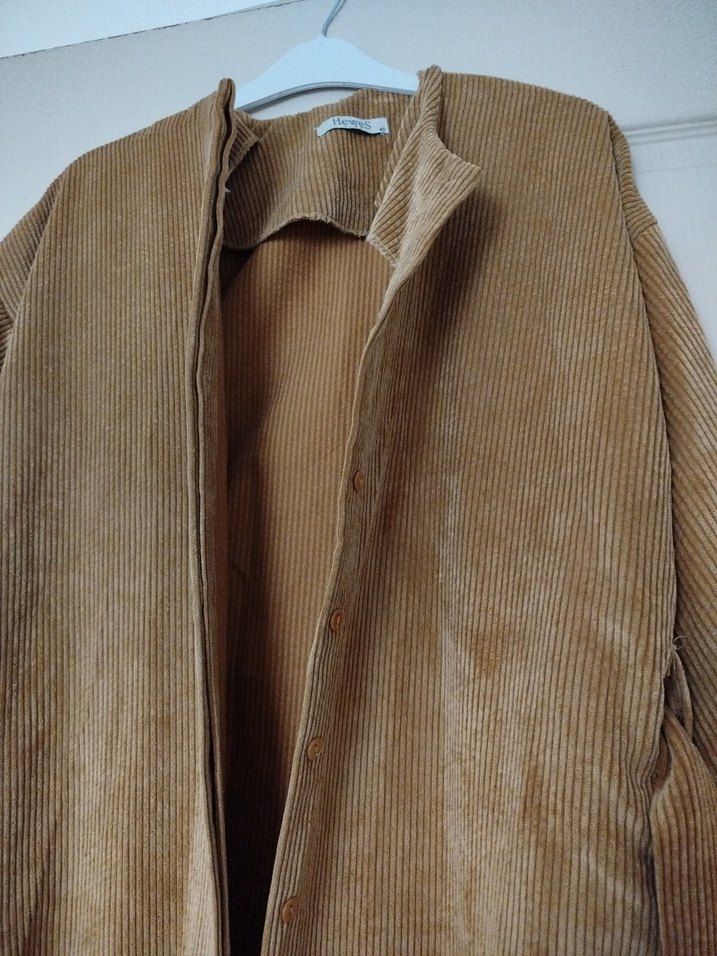 Bej Süet Kadın Uzun Salaş Kemerli Kaban - Görsel 3