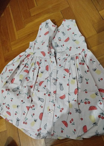 Kız Çocuk Beyaz Desenli Kolsuz Elbise - Görsel 2