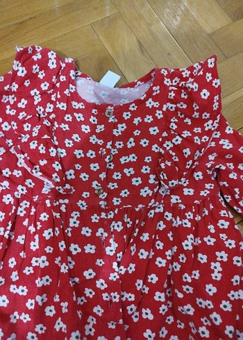 Kız Çocuk Renkli Çiçekli Uzun Kollu Elbise - Görsel 2