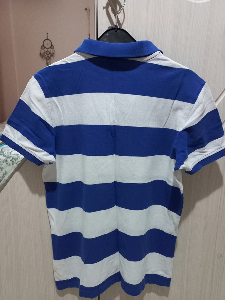 Erkek Mavi Çizgili Polo Tişört - Görsel 4