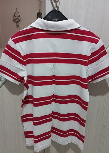 Erkek Kırmızı Çizgili Polo Tişört - Görsel 4