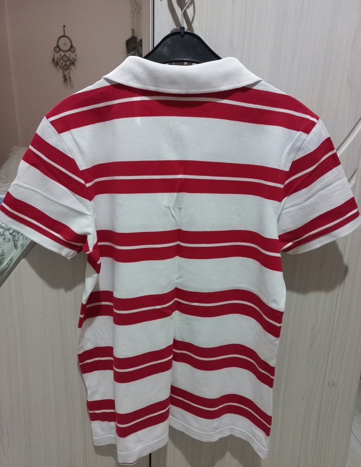 Erkek Kırmızı Çizgili Polo Tişört - Görsel 4