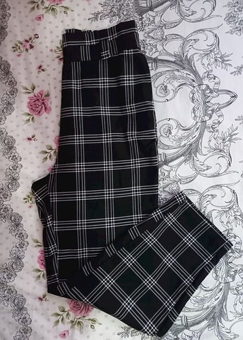 Kadın Siyah Ekoseli Kumaş Pantolon - Görsel 5