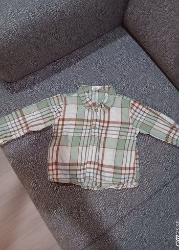 Erkek Çocuk Yeşil Kareli Uzun Kollu Gömlek