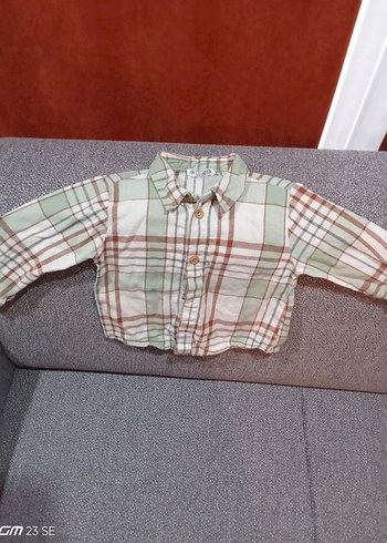 HelloBaby Erkek Çocuk Yeşil Kareli Uzun Kollu Gömlek