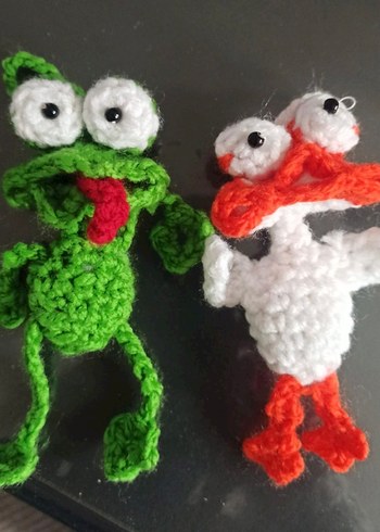 Renkli Örgü Kurbağa ve Ördek Figürleri anahtarlık - Görsel 2