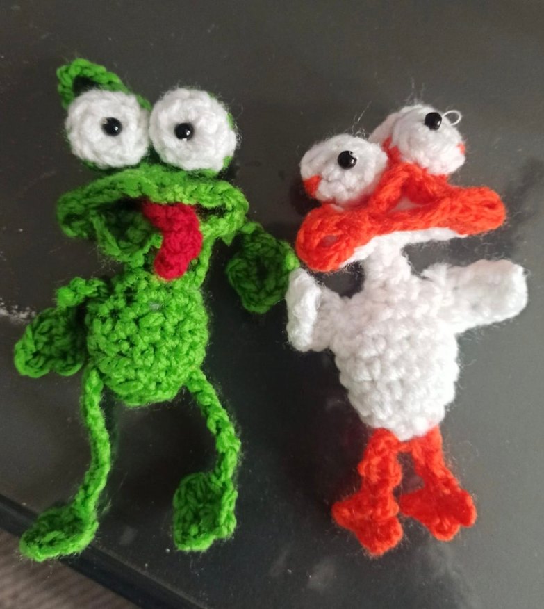 Renkli Örgü Kurbağa ve Ördek Figürleri anahtarlık - Görsel 2