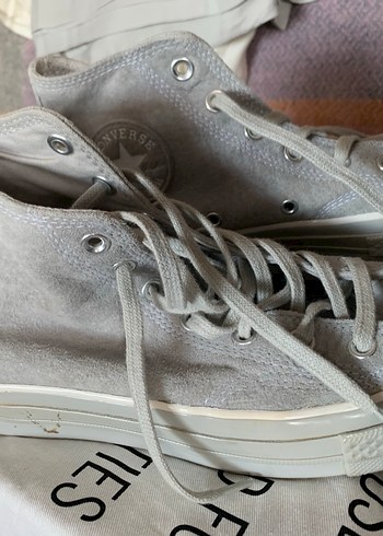 39 Beden Converse Gri Beyaz Bağcıklı Kadın Spor Ayakkabı