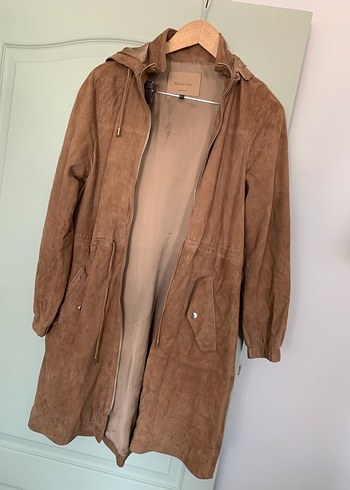 Massimo Dutti Massimo dutti Bej Süet Kadın Trençkot