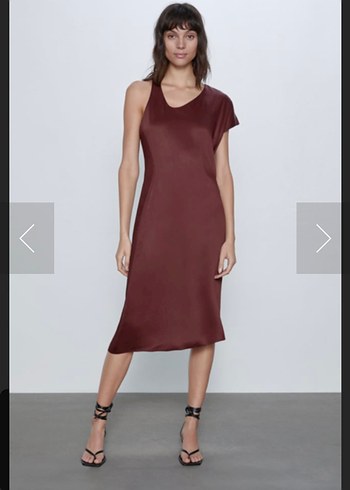 Zara saten Midi Elbise