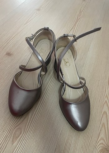 Bej/ Vizon Tokalı İnce Topuklu Kadın Abiye Ayakkabı - Görsel 2