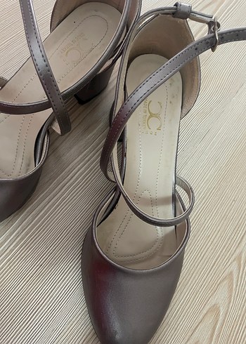 Bej/ Vizon Tokalı İnce Topuklu Kadın Abiye Ayakkabı - Görsel 3