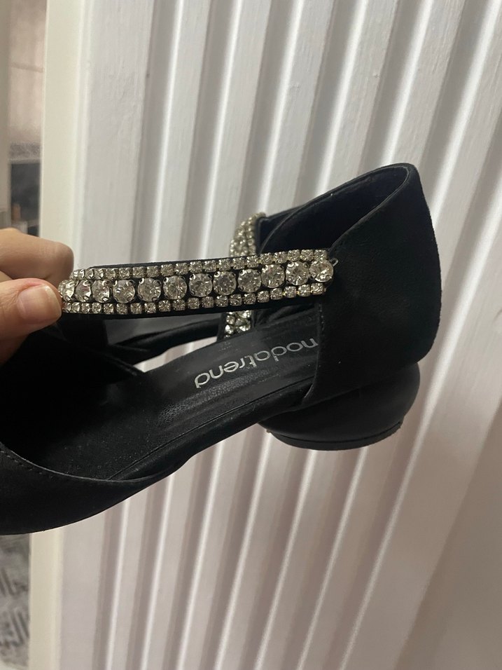 Vintage Siyah Taşlı Stiletto Kadın Abiye Ayakkabı - Görsel 2