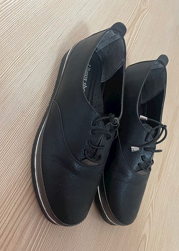 Vintage Siyah Kadın Dolgu Topuklu Klasik Ayakkabı - Görsel 3