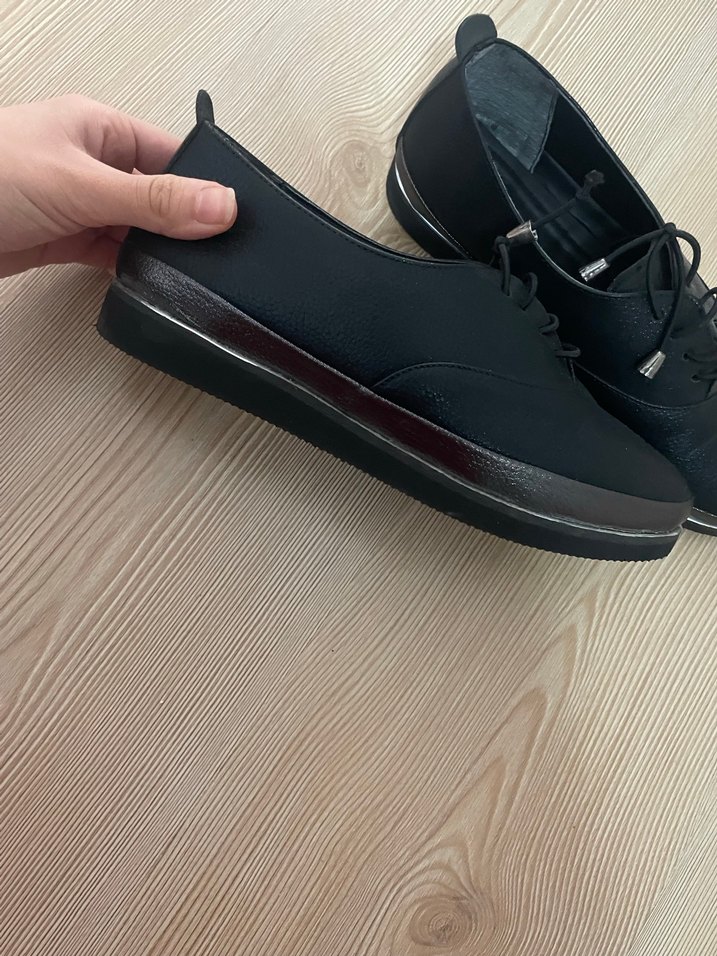 Vintage Siyah Kadın Dolgu Topuklu Klasik Ayakkabı - Görsel 4