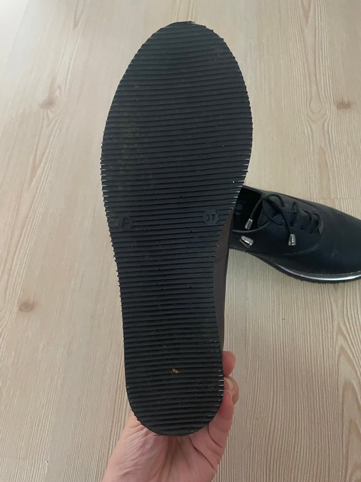 Vintage Siyah Kadın Dolgu Topuklu Klasik Ayakkabı - Görsel 5