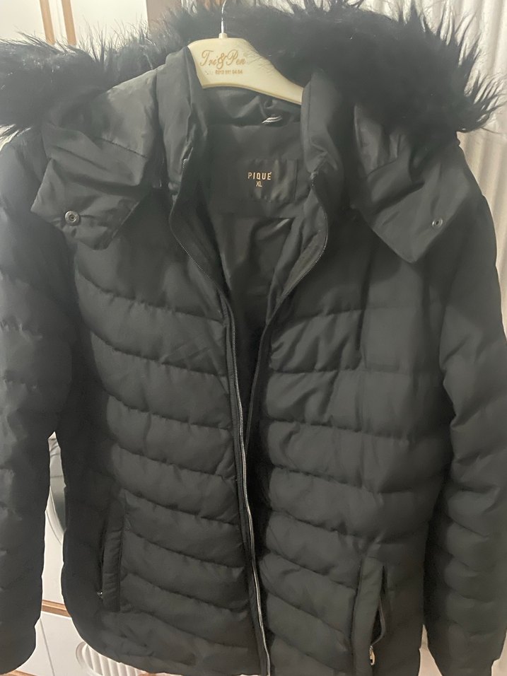 Kürk Detaylı Siyah Midi Kışlık Kadın Mont - Görsel 3