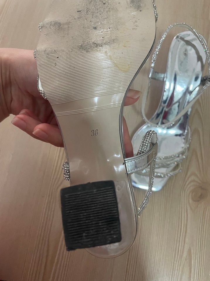 Gümüş simli stiletto ayakkabı - Görsel 3