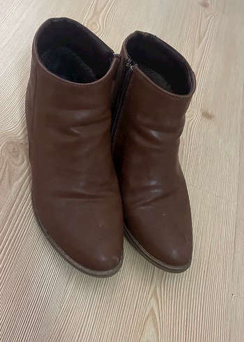 Vintage Kahverengi Deri Kadın Dolgu Topuk Bot - Görsel 2
