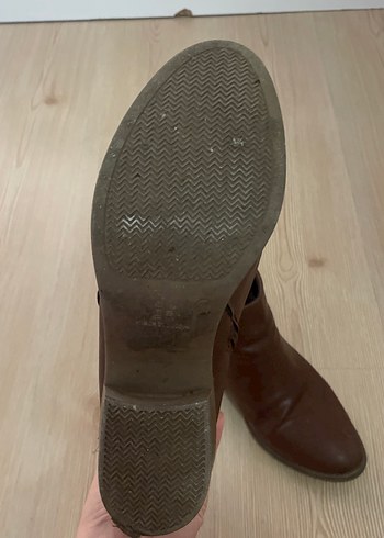 Vintage Kahverengi Deri Kadın Dolgu Topuk Bot - Görsel 6