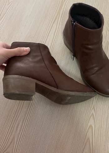 Vintage Kahverengi Deri Kadın Dolgu Topuk Bot - Görsel 5