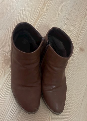 Vintage Kahverengi Deri Kadın Dolgu Topuk Bot - Görsel 3