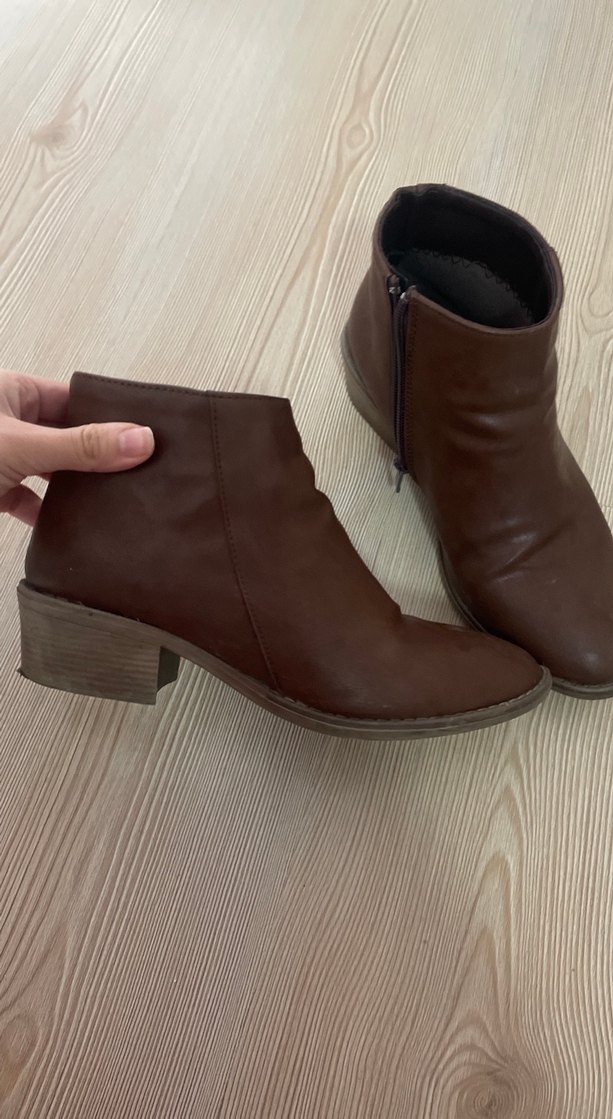 Vintage Kahverengi Deri Kadın Dolgu Topuk Bot - Görsel 4
