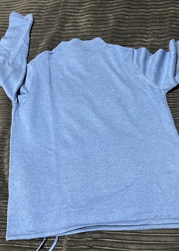 Kadın mavi Boğazlı Triko Kazak - Görsel 3