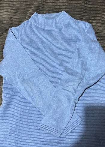 Kadın mavi Boğazlı Triko Kazak - Görsel 2