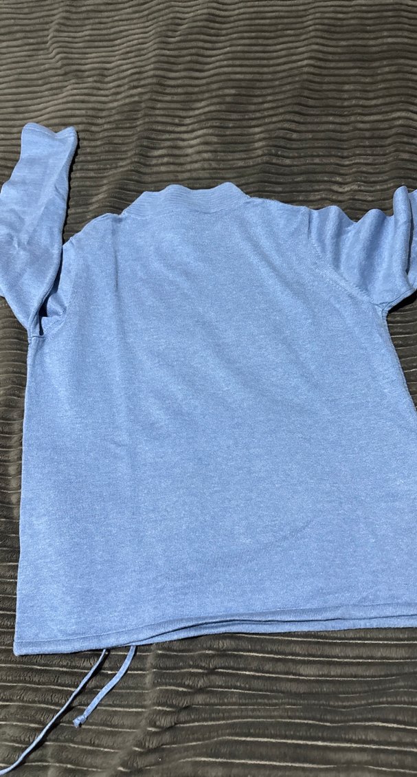 Kadın mavi Boğazlı Triko Kazak - Görsel 3