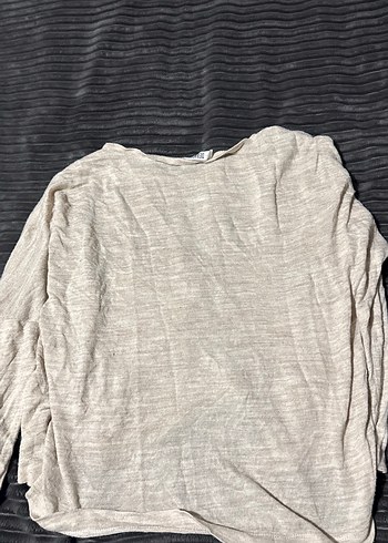 Gri Keten Hamile Uzun Kollu Salaş Bluz - Görsel 3