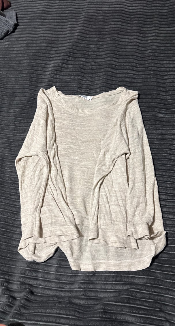 Gri Keten Hamile Uzun Kollu Salaş Bluz - Görsel 2