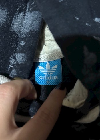 Erkek Siyah Adidas Kapüşonlu Batik Sweatshirt - Görsel 3