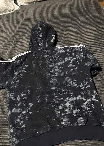 Erkek Siyah Adidas Kapüşonlu Batik Sweatshirt - Görsel 4