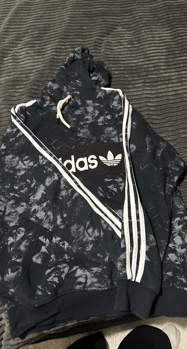 Erkek Siyah Adidas Kapüşonlu Batik Sweatshirt - Görsel 2