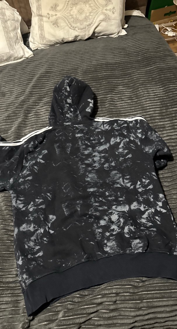 Erkek Siyah Adidas Kapüşonlu Batik Sweatshirt - Görsel 4