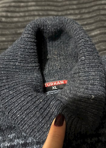 Gri Örgü Boğazlı erkek Kazak - Görsel 3