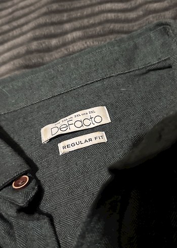 Gri yeşil Erkek Keten Gömlek, Düğmeli, Uzun Kollu - Görsel 3