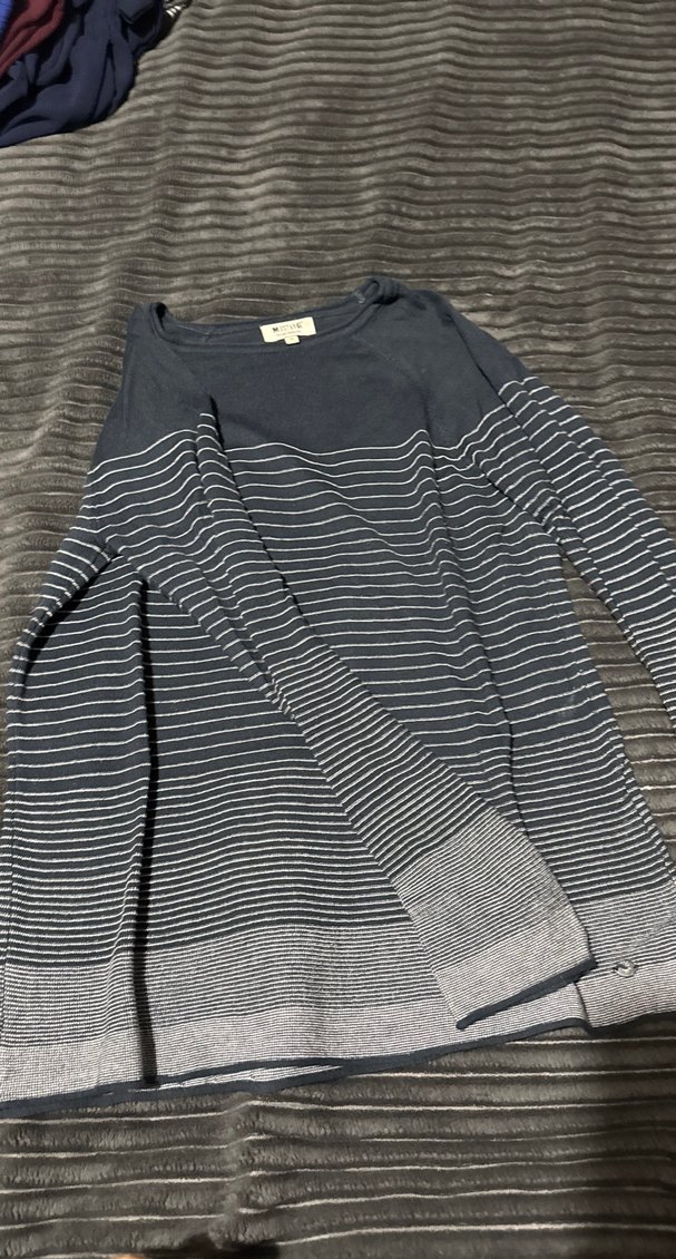 Mavi Çizgili Uzun Kollu Kadın Kazak - Görsel 2